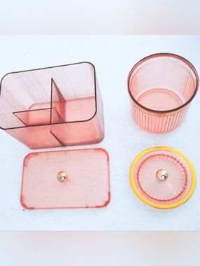 Oasis Acrylic Pink Vanity Organizer Set
